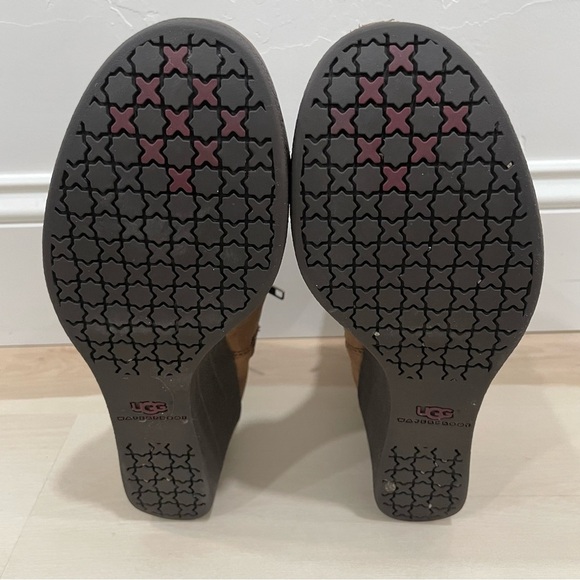 UGG Women's Size 8 Emalie Waterproof Wedge Leather Ankle Booties Brown 1008017 - Picture 12 of 14